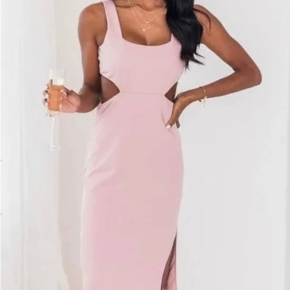Pink backless knee length dress